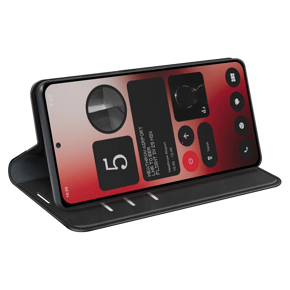 For Nothing Phone (2a) Plus / Phone (2a) Case PU Leather Stand Phone Protective Cover Skin Touch Phone Shell - Black - 3