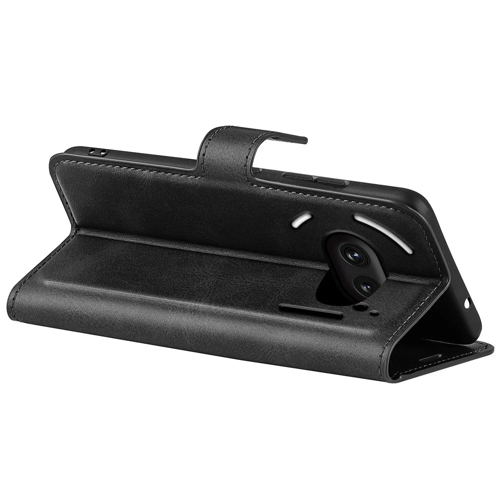 For Nothing Phone (2a) Plus / Phone (2a) Case PU Leather+TPU Phone Shell Calf Texture Wallet Stand Cover - Black - 4