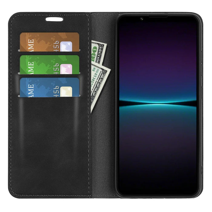 For Sony Xperia 1 VI Case Skin Touch PU Leather Drop Protection Phone Cover - Black - 2