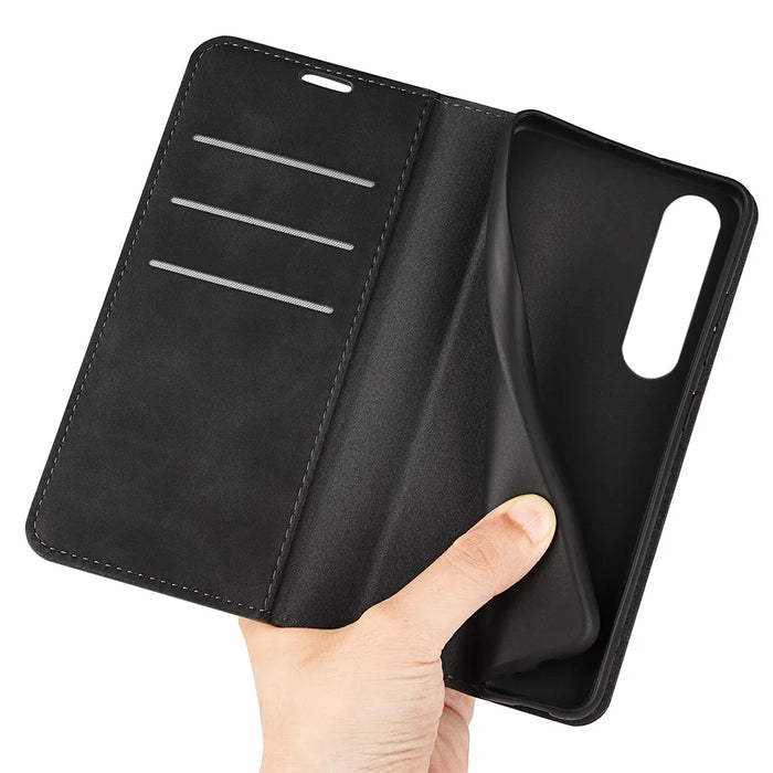 For Sony Xperia 1 VI Case Skin Touch PU Leather Drop Protection Phone Cover - Black - 5