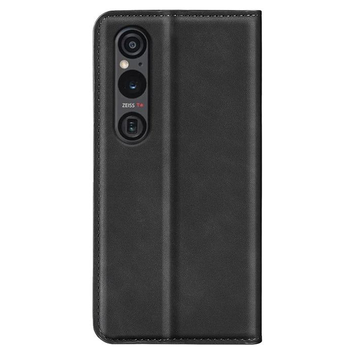 For Sony Xperia 1 VI Case Skin Touch PU Leather Drop Protection Phone Cover - Black - 7