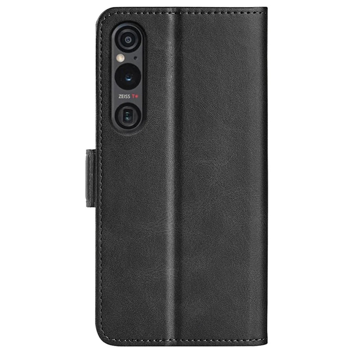 For Sony Xperia 1 VI Case Wallet Flip Folio Leather Cell Phone Cover Dual Magnetic Clasp - Black - 7