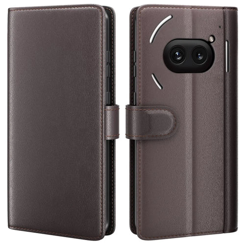 For Nothing Phone (2a) Plus / Phone (2a) Case Genuine Split Leather Phone Cover with Wallet Stand - Brown - 1