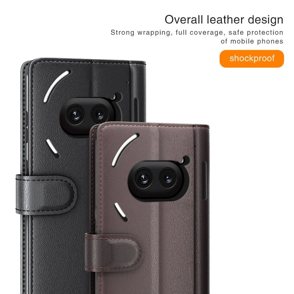 For Nothing Phone (2a) Plus / Phone (2a) Case Genuine Split Leather Phone Cover with Wallet Stand - Brown - 6