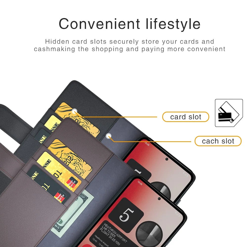 For Nothing Phone (2a) Plus / Phone (2a) Case Genuine Split Leather Phone Cover with Wallet Stand - Brown - 7