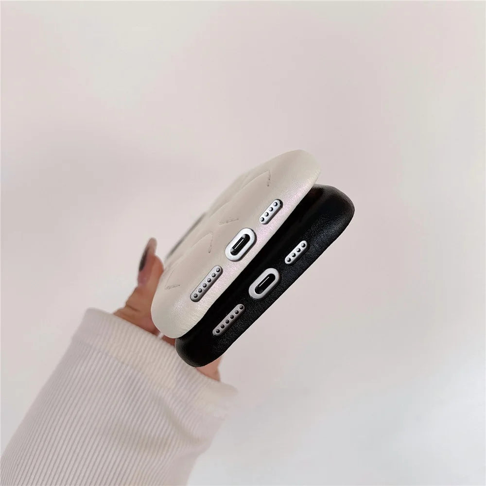 For iPhone 13 Pro Phone Case Card Slot PU Leather Coated TPU Anti-fall Cover - White - 5