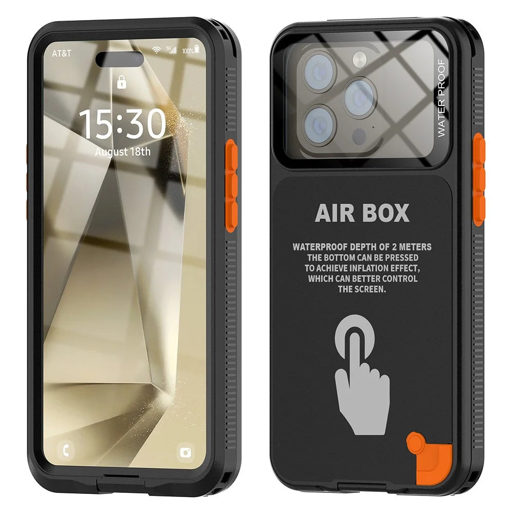 SHELLBOX Air Box Series For iPhone 15 Pro Waterproof Cover PC+TPU+PET Phone Case - Black - 1