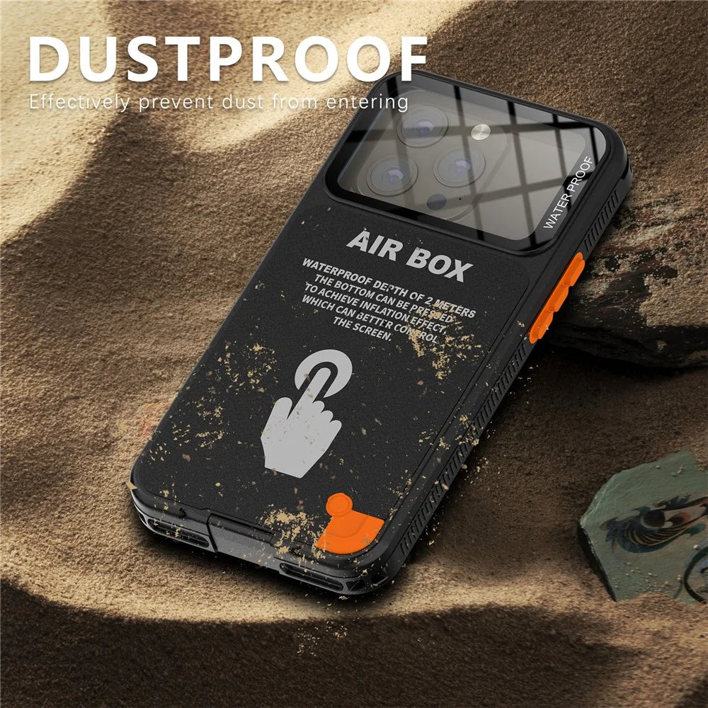 SHELLBOX Air Box Series For iPhone 15 Pro Waterproof Cover PC+TPU+PET Phone Case - Black - 4