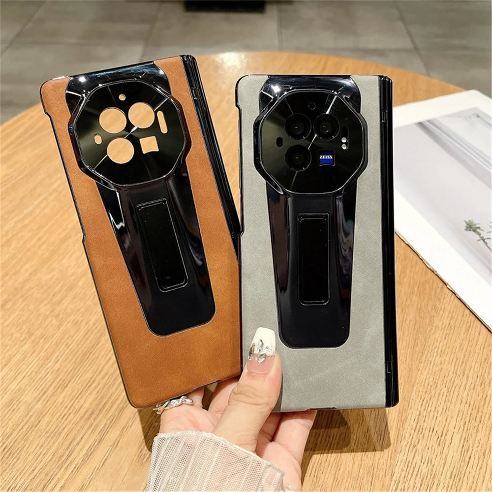 For vivo X Fold3 Case PU Leather+PC Shockproof Phone Cover with PET Film - Brown - 6
