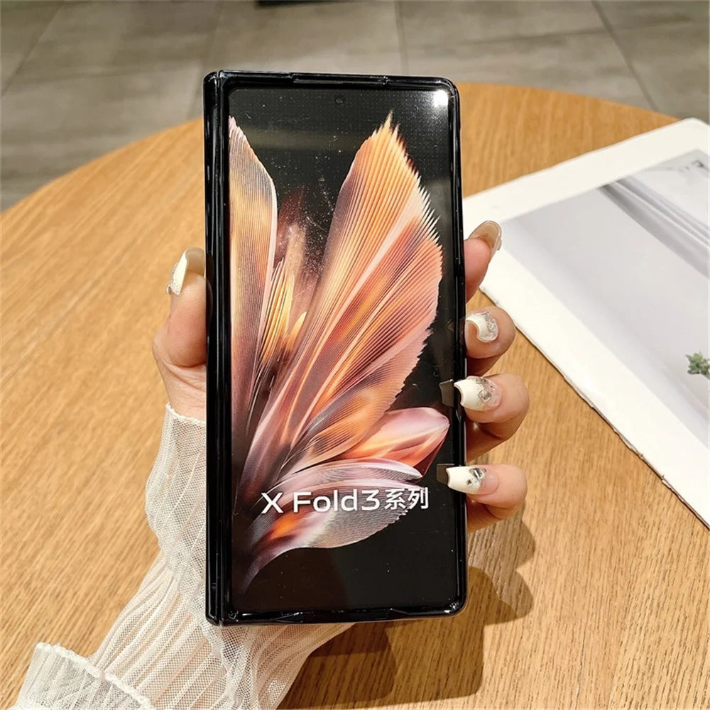 For vivo X Fold3 Case PU Leather+PC Shockproof Phone Cover with PET Film - Brown - 7
