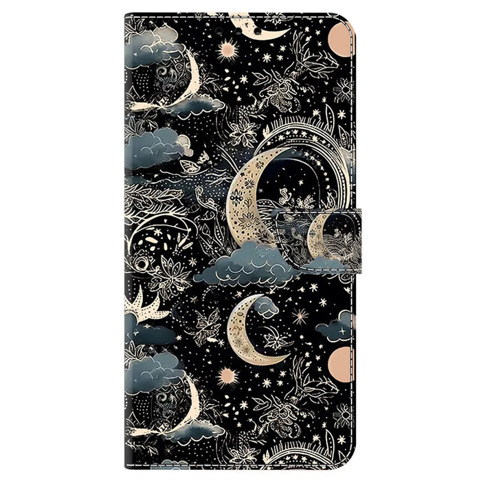 For iPhone 15 Shockproof Case Leather Flip Folio Phone Cover with Wallet - Moon - 6
