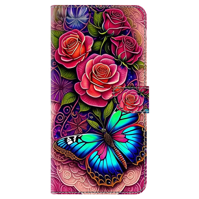 For Samsung Galaxy A54 5G Case PU Leather Stand Magnetic Clasp Pattern Printing Phone Cover - Colorful Butterfly - 6