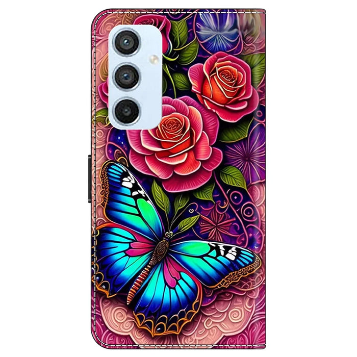 For Samsung Galaxy A54 5G Case PU Leather Stand Magnetic Clasp Pattern Printing Phone Cover - Colorful Butterfly - 7