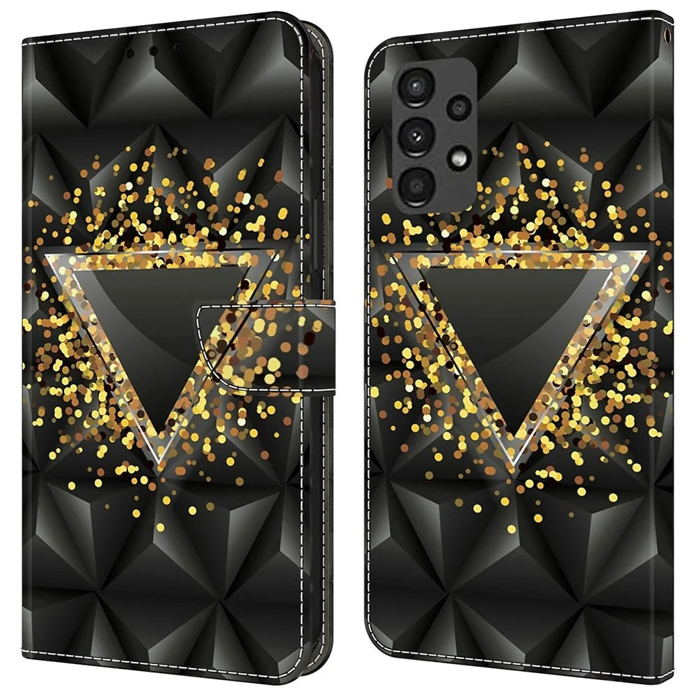 For Samsung Galaxy A13 5G / A13 4G Wallet Case Pattern Print Leather Phone Cover Mobile Accessories   - Rhombus - 1