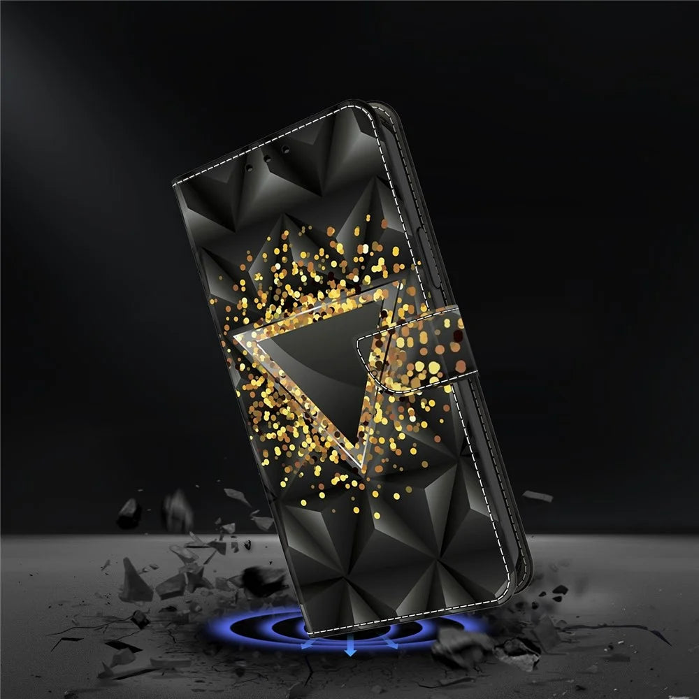For Samsung Galaxy A13 5G / A13 4G Wallet Case Pattern Print Leather Phone Cover Mobile Accessories   - Rhombus - 4
