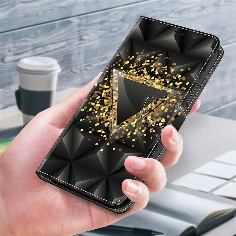 For Samsung Galaxy A13 5G / A13 4G Wallet Case Pattern Print Leather Phone Cover Mobile Accessories   - Rhombus - 5