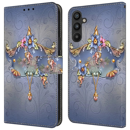 For Samsung Galaxy A35 5G Case Wallet PU Leather Pattern Magnetic Closure Folio Phone Cover - Carving Flower - 1