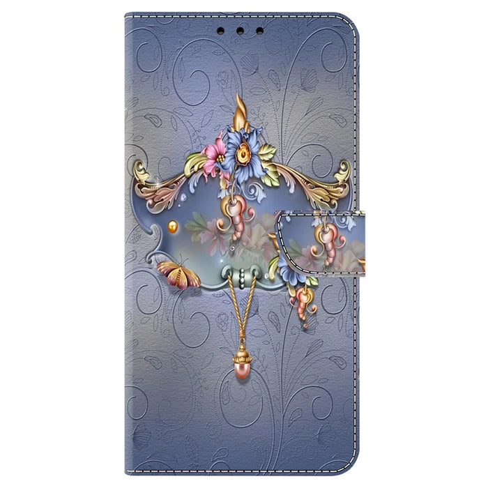 For Samsung Galaxy A35 5G Case Wallet PU Leather Pattern Magnetic Closure Folio Phone Cover - Carving Flower - 6