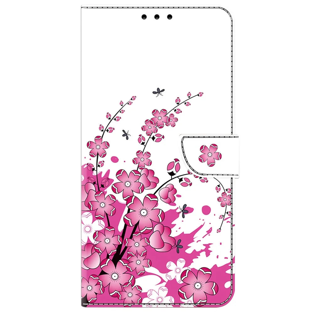 For Samsung Galaxy A25 5G (Global) (161.0 x 76.5 x 8.3mm) Case Wallet Scratch-resistant Phone Stand Cover - Flower Vine - 6