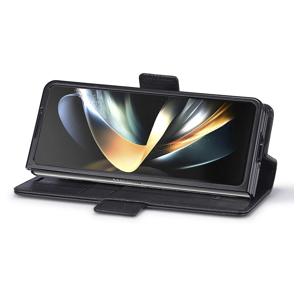 LC.IMEEKE For Samsung Galaxy Z Fold6 5G Phone Stand Case PU Leather RFID Blocking Wallet Cover - Black - 3