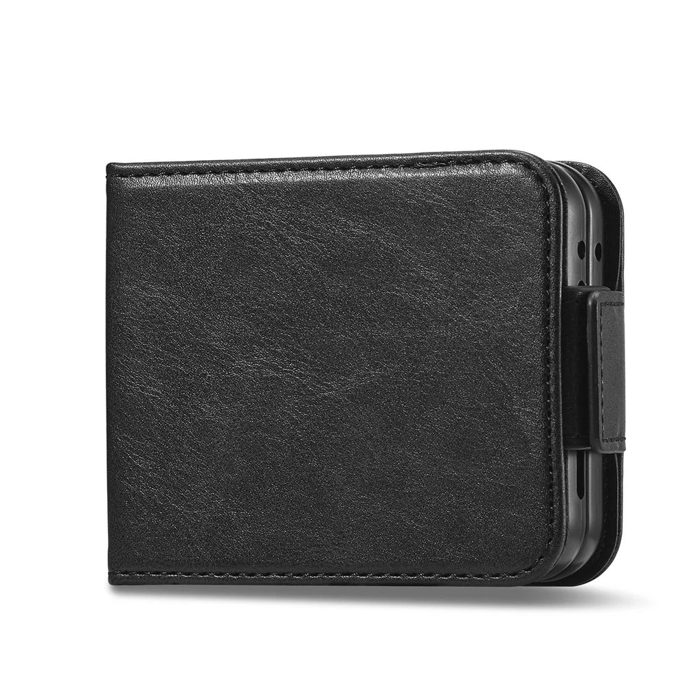 LC.IMEEKE For Samsung Galaxy Z Flip7 FE 5G / Z Flip6 5G Phone Case RFID Blocking Card Slot PU Leather Cover - Black - 6