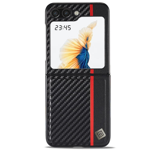 LC.IMEEKE For Samsung Galaxy Z Flip7 FE 5G / Z Flip6 5G Case Leather+EVA Carbon Fiber Textured Phone Cover - 1