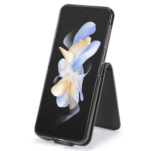 LC.IMEEKE For Samsung Galaxy Z Flip7 FE 5G / Z Flip6 5G Case Scratch-resistant Leather+PC Calf Texture Stand Phone Cover - Black - 2