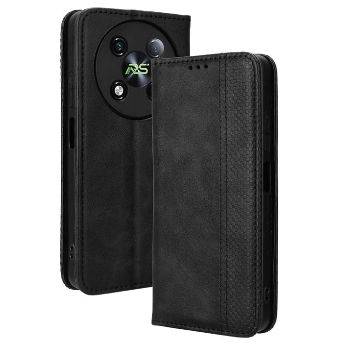 For itel RS4 4G   Mobile Accessories Phone Case Retro Leather Wallet Stand Cover - Black - 1