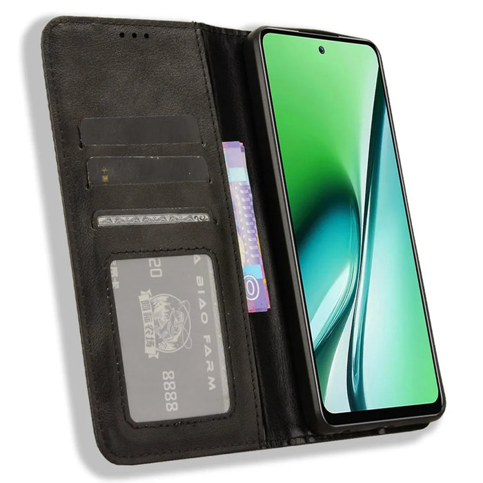 For itel RS4 4G   Mobile Accessories Phone Case Retro Leather Wallet Stand Cover - Black - 2