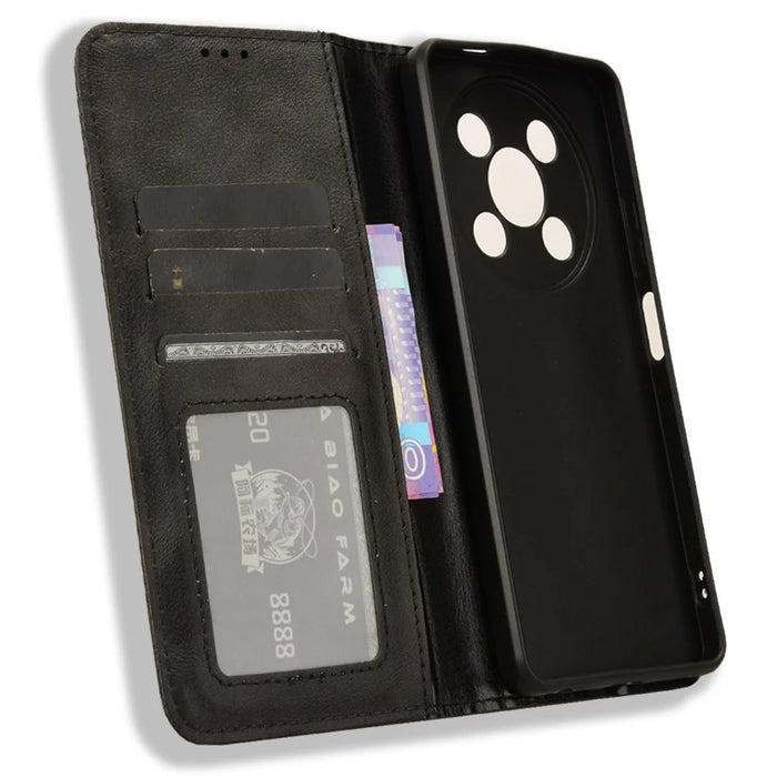 For itel RS4 4G   Mobile Accessories Phone Case Retro Leather Wallet Stand Cover - Black - 5