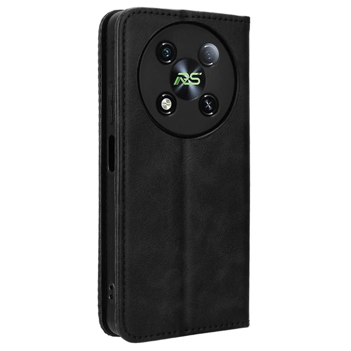 For itel RS4 4G   Mobile Accessories Phone Case Retro Leather Wallet Stand Cover - Black - 7