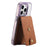 D21 Retro Texture Leather Card Bag Phone Back Magnetic Card Holder - Brown - 4