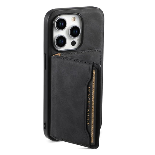 DENIOR D13 For iPhone 15 Pro Cases Leather+TPU+PC Phone Cover Compatible with Magsafe - Black - 2