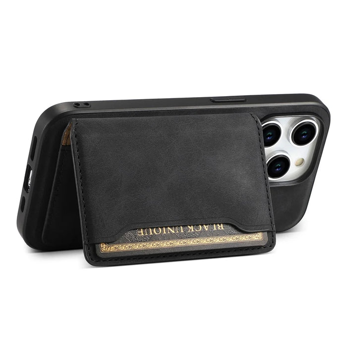 DENIOR D13 For iPhone 15 Pro Cases Leather+TPU+PC Phone Cover Compatible with Magsafe - Black - 4