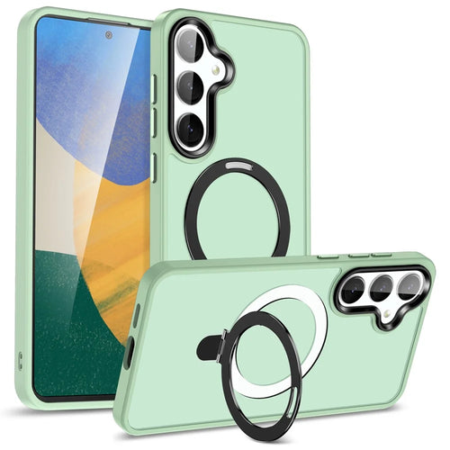For Samsung Galaxy S24 Ultra PC Case Kickstand Protective Cover Magnetic Case - Light Green - 1