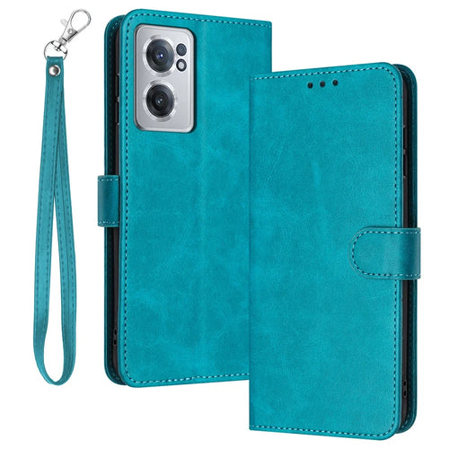 For Oneplus Nord CE 2 5G TPU Cover Flip Stand Wallet Phone Protective Cover with Strap - Green - 1