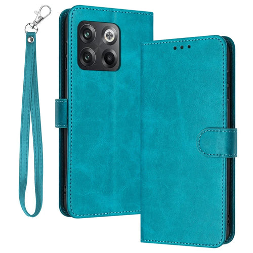 For Oneplus Ace Pro 5G / 10T 5G Case Pure Color Calf Texture Phone Back Cover with Strap - Green - 1