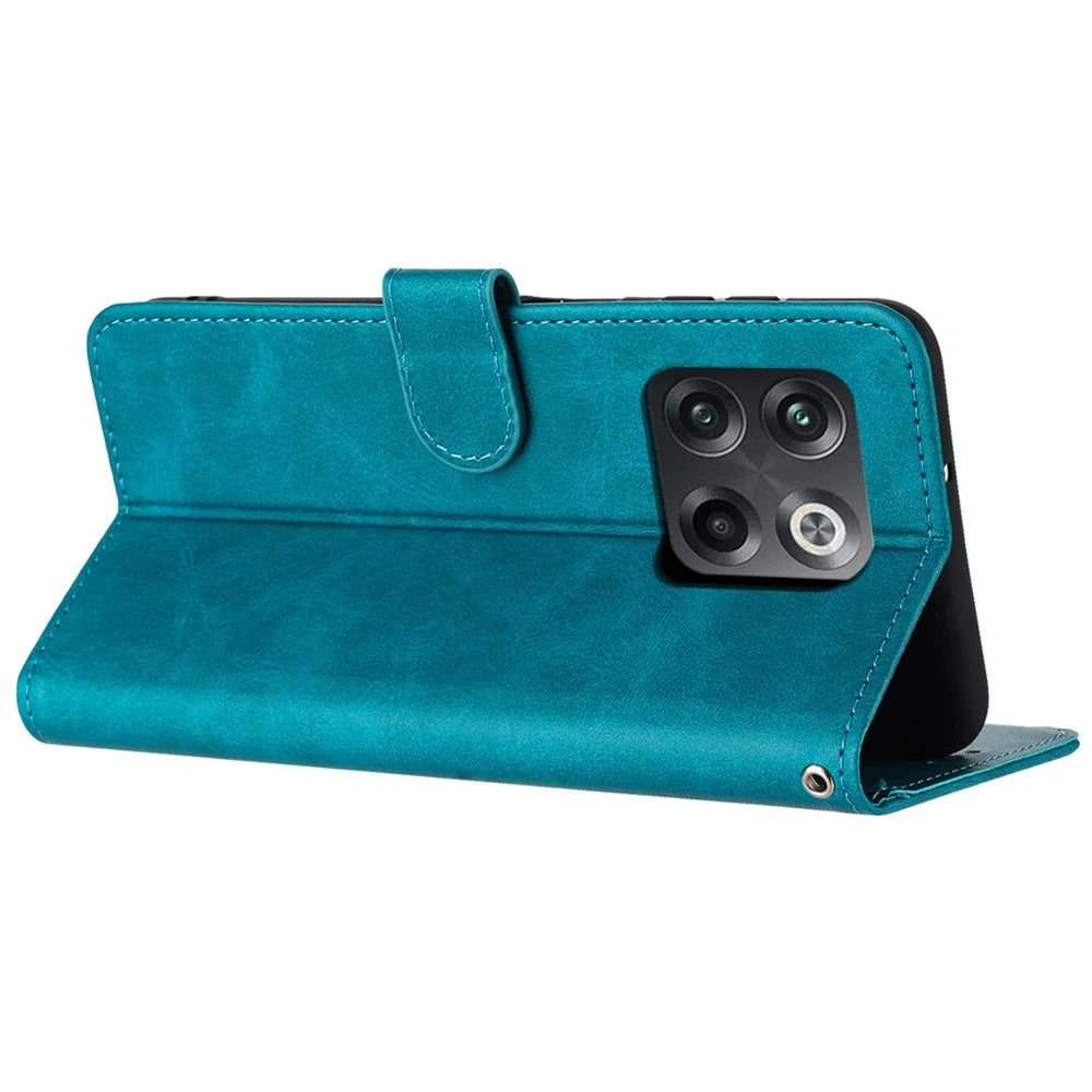 For Oneplus Ace Pro 5G / 10T 5G Case Pure Color Calf Texture Phone Back Cover with Strap - Green - 2