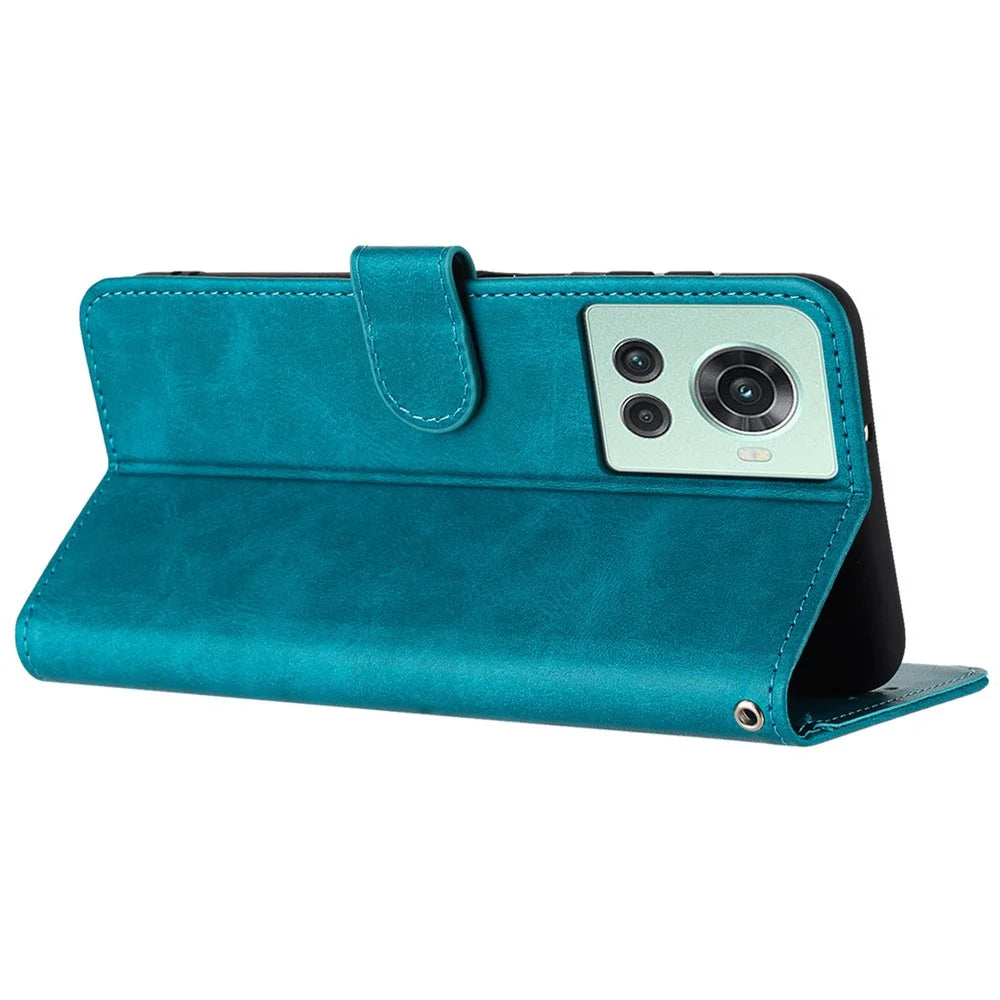 For Oneplus Ace 5G / 10R 5G Calf Texture PU Leather Case Wallet Phone Cover Mobile Accessories Supplier - Green - 2