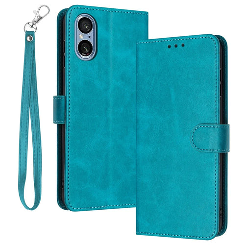 For Sony Xperia 5 V Cover PU Leather Flip Stand Wallet Cell Phone Case with Strap - Green - 1