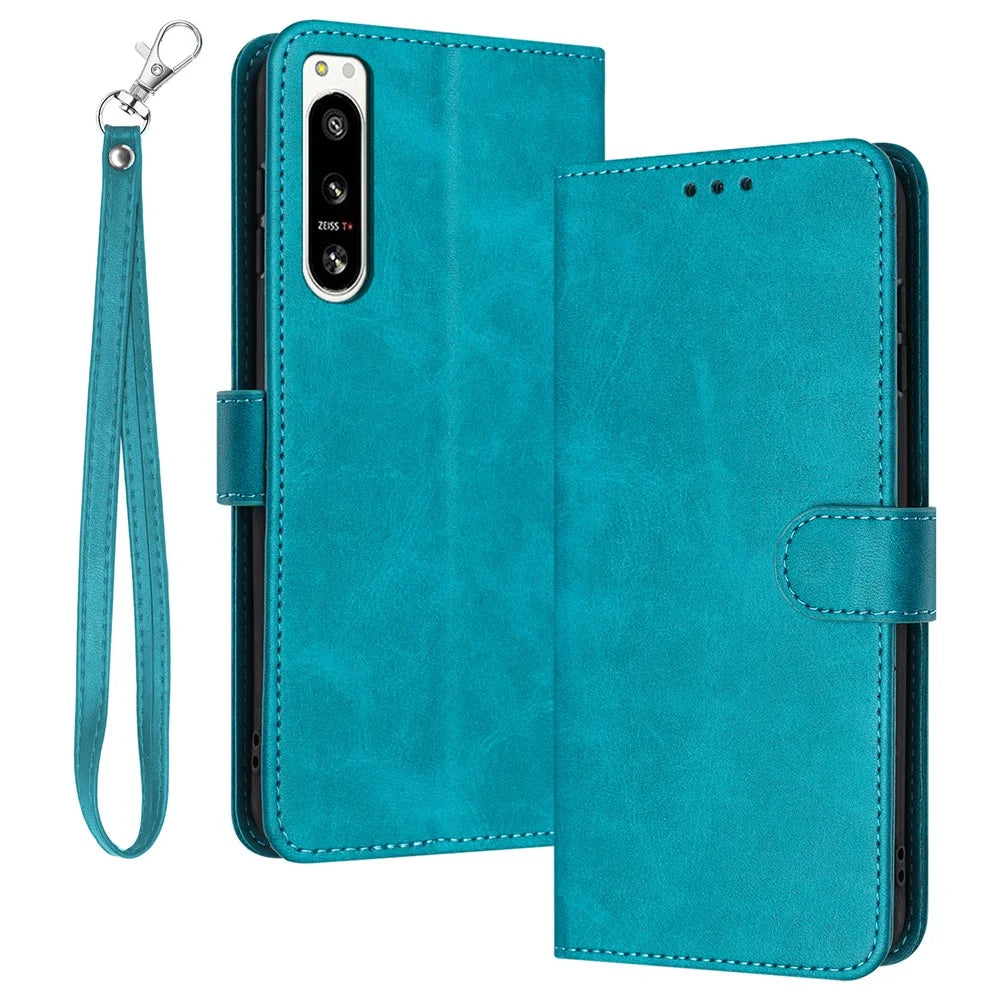 For Sony Xperia 5 IV 5G Anti-Scratch Leather Phone Cover Wallet   Phone Case with Stand Function - Green - 1