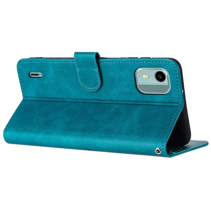 For Nokia C12 4G / C12 Pro / C12 Plus Cases Calf Texture PU Leather + TPU Cell Phone Cover with Strap - Green - 2