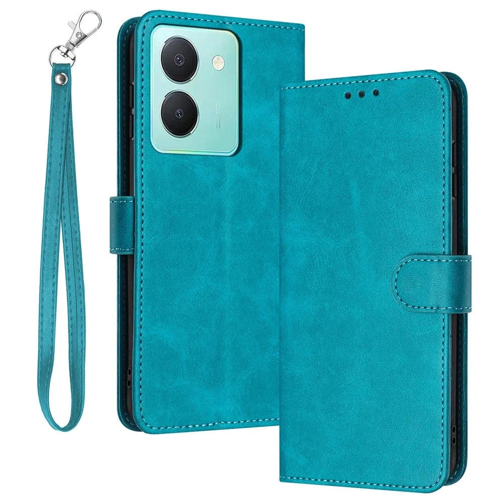 For vivo Y78 5G (China) / Y36 4G (Global) / Y36 5G (Global) / Y78m 5G / Y27 5G Calf Texture PU Leather Phone Case - Green - 1
