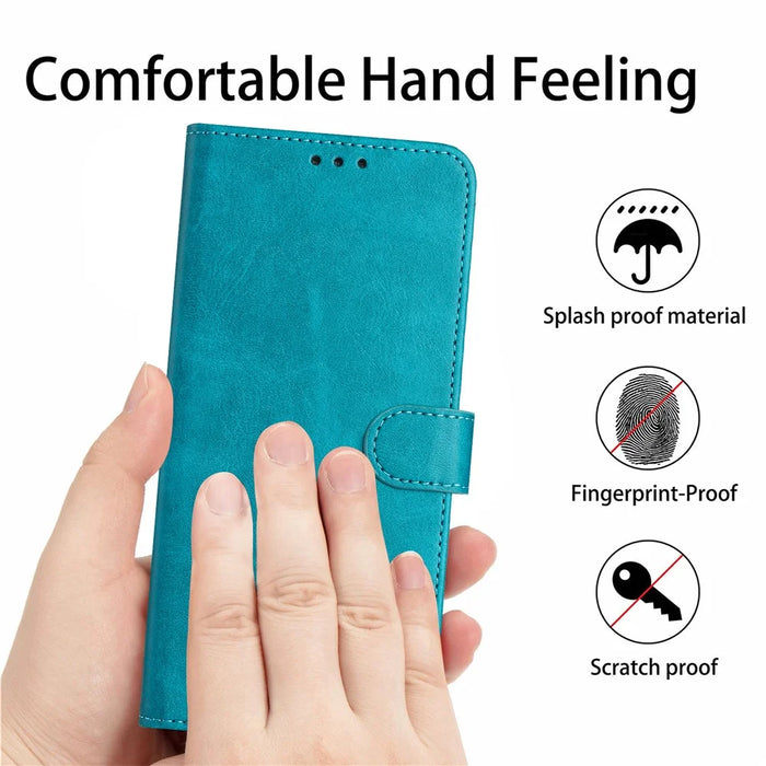 For Google Pixel 7a Drop Protection Case Calf Texture Phone Cover with Strap - Green - 5
