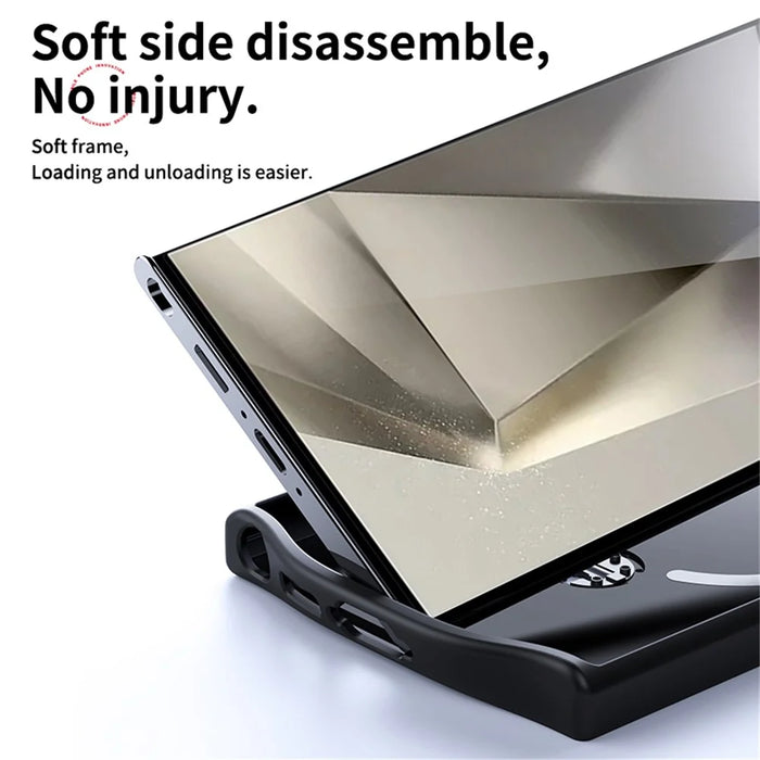For Samsung Galaxy S24 Ultra Magnetic Case Carbon Fiber Texture Ring Kickstand Phone Cover - Black - 7