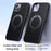 For iPhone 13 / 14 Magnetic Case with Kickstand Carbon Fiber Texture PC+TPU Phone Cover - Black - 2