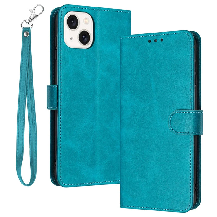 For iPhone 14 / 13   Case Anti-Scratch Phone Shell Stand Cover with Wallet Function - Green - 1