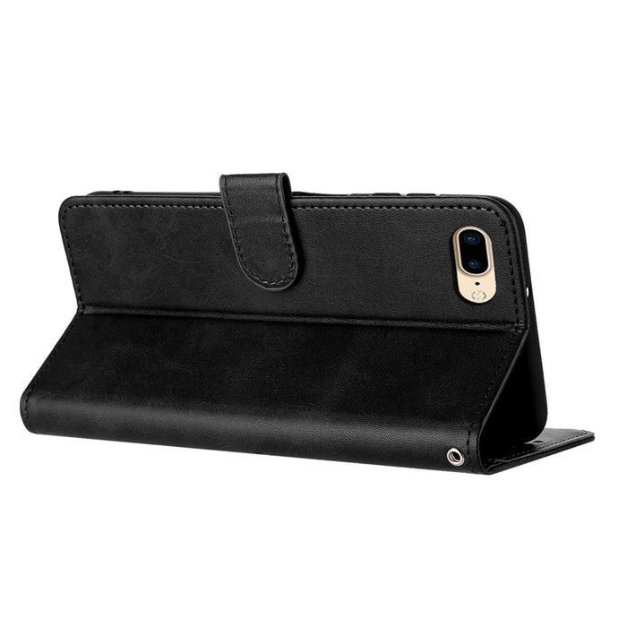 For Iphone 6S Plus / 7 Plus / 8 Plus 5.5 Inch PU Leather Phone Case Calf Texture Wallet Phone Stand Cover - Black - 2