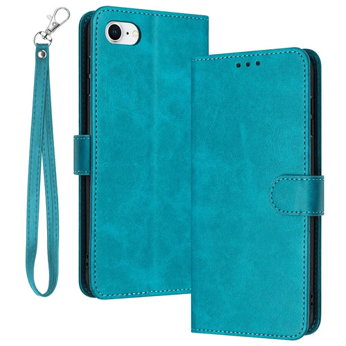 For Iphone 6 / 7 / 8 / SE (2020) / SE (2022) Shockproof Leather Phone Cases Calf Texture Stand Cover Wallet - Green - 1