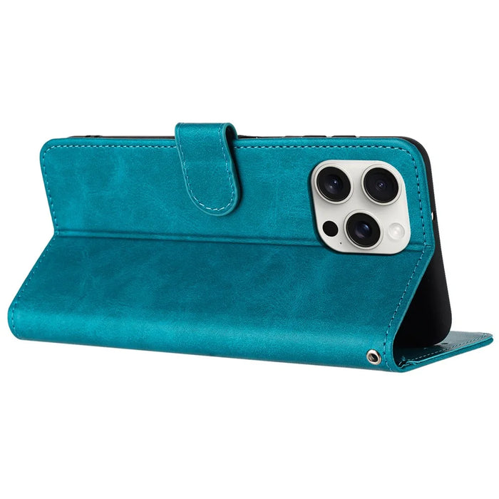 For iPhone 14 Pro   Phone Case Anti-Scratch Phone Stand Cover with Wallet Function - Green - 2